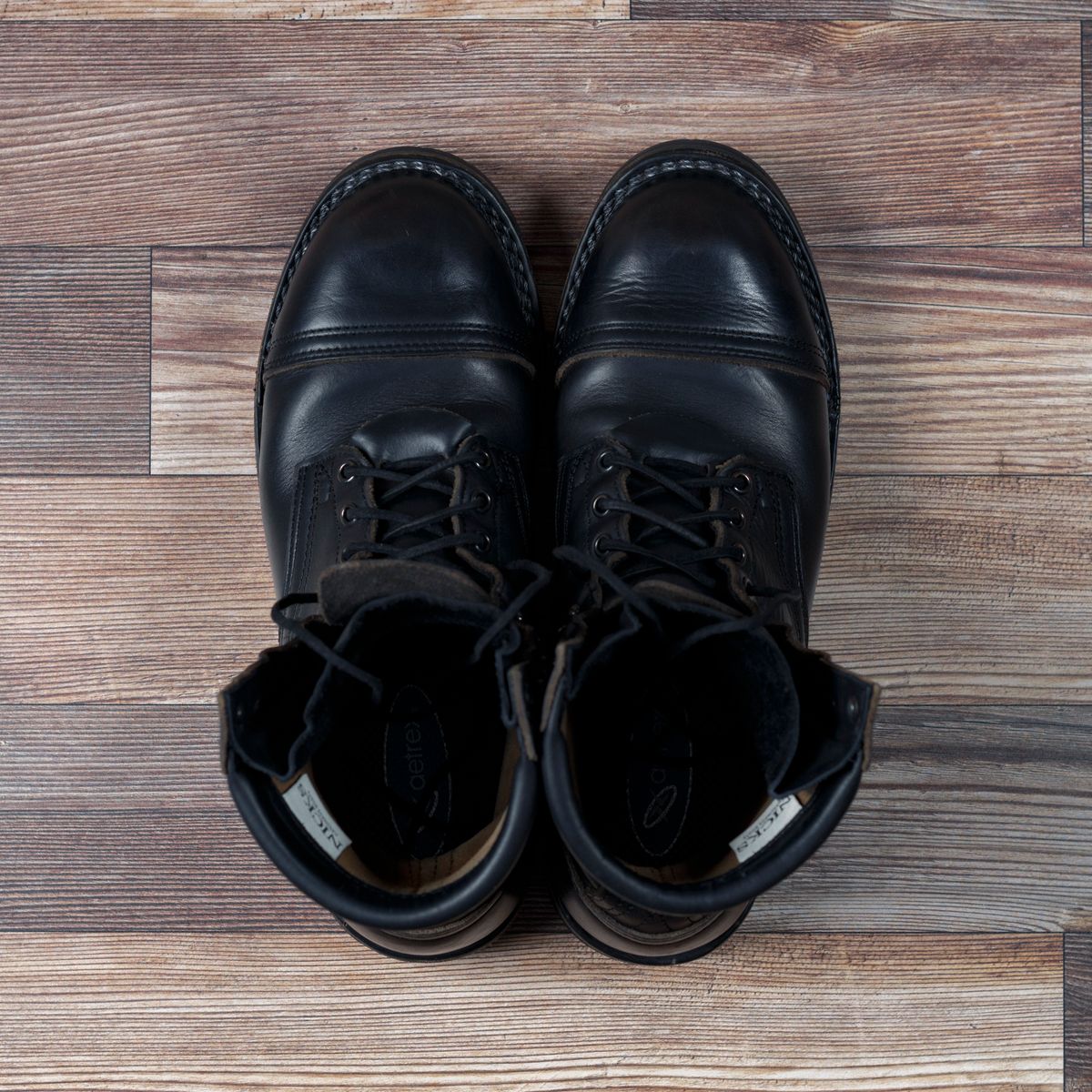 Photo by domestictourist on December 6, 2024 of the Nicks Handmade Boots 365 Stitchdown MTO in Horween Black Chromexcel.