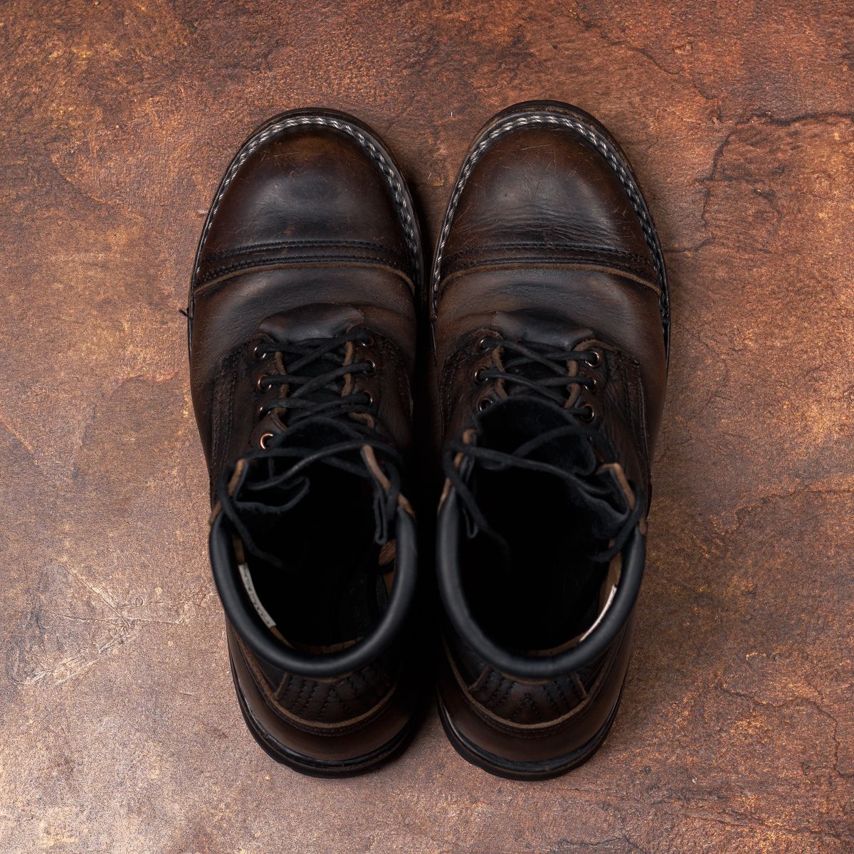 Photo by domestictourist on April 4, 2025 of the Nicks Handmade Boots 365 Stitchdown MTO in Horween Black Chromexcel.