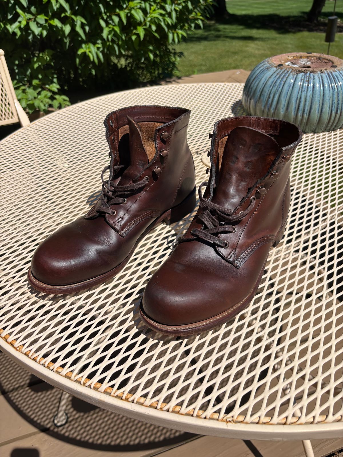 Photo by Sober_And_Faded on June 6, 2026 of the Wolverine 1000 Mile Plain-Toe Boot in Horween Brown Chromexcel.