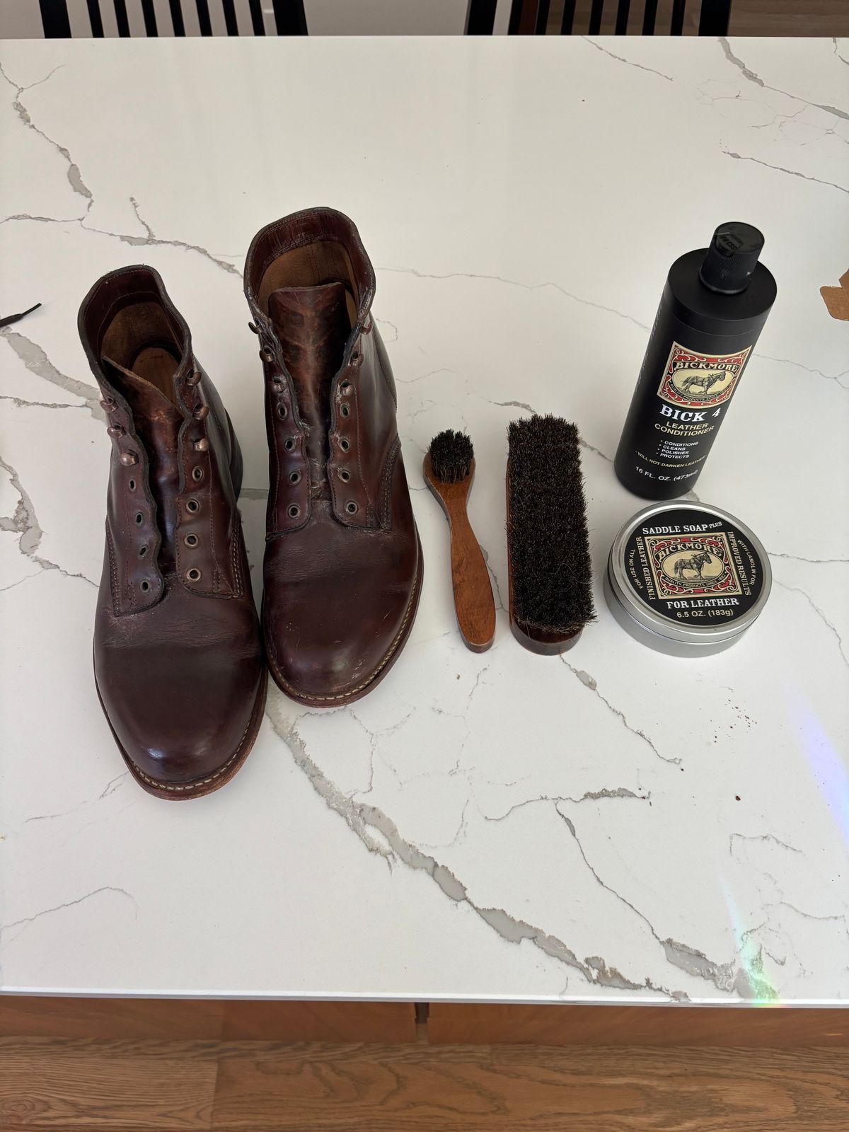 Photo by Sober_And_Faded on June 6, 2026 of the Wolverine 1000 Mile Plain-Toe Boot in Horween Brown Chromexcel.