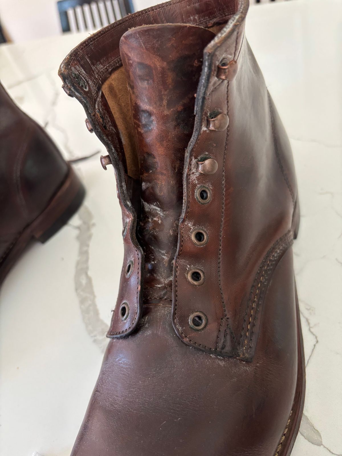 Photo by Sober_And_Faded on June 6, 2026 of the Wolverine 1000 Mile Plain-Toe Boot in Horween Brown Chromexcel.