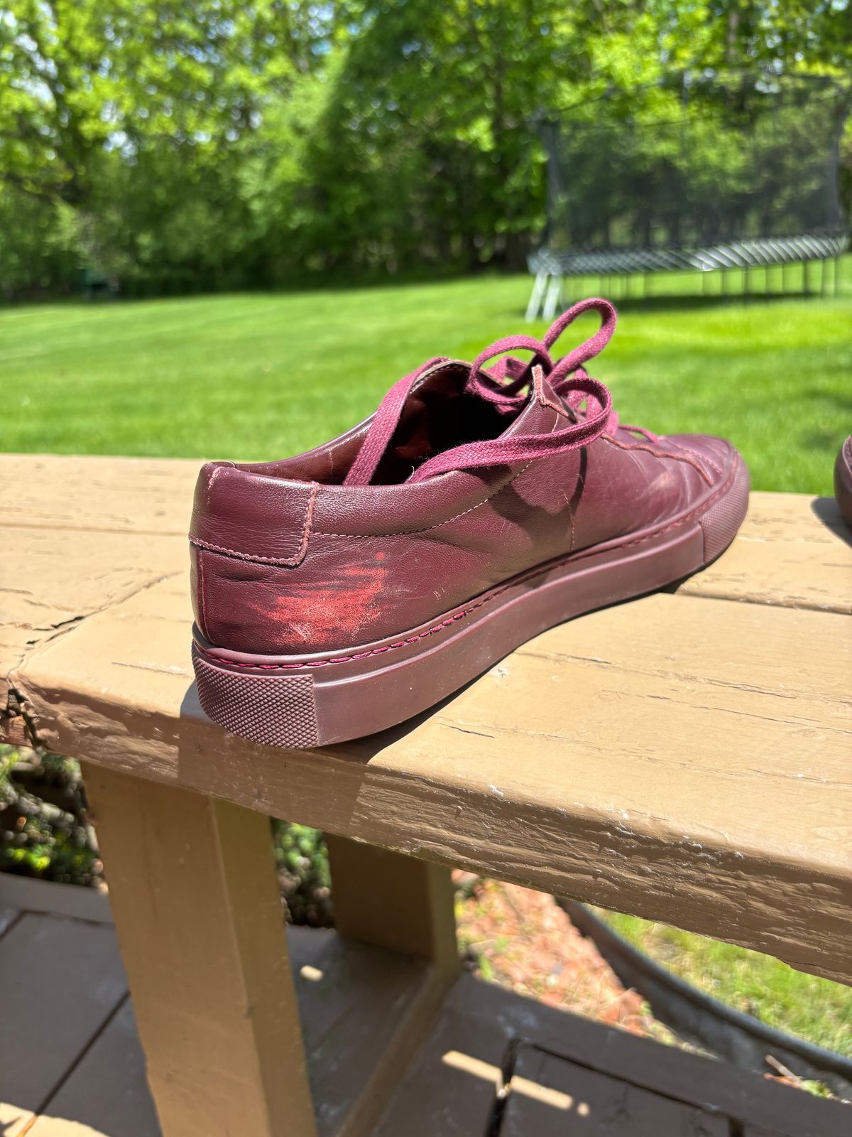 Photo by Sober_And_Faded on May 24, 2025 of the Common Projects Achilles Low Top in Unknown Oxblood.