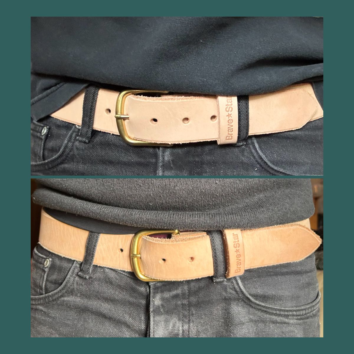 Photo by Sober_And_Faded on June 10, 2025 of the Brave Star Raw Leather Belt - 3 Month Update in Unknown Natural Veg Tan.