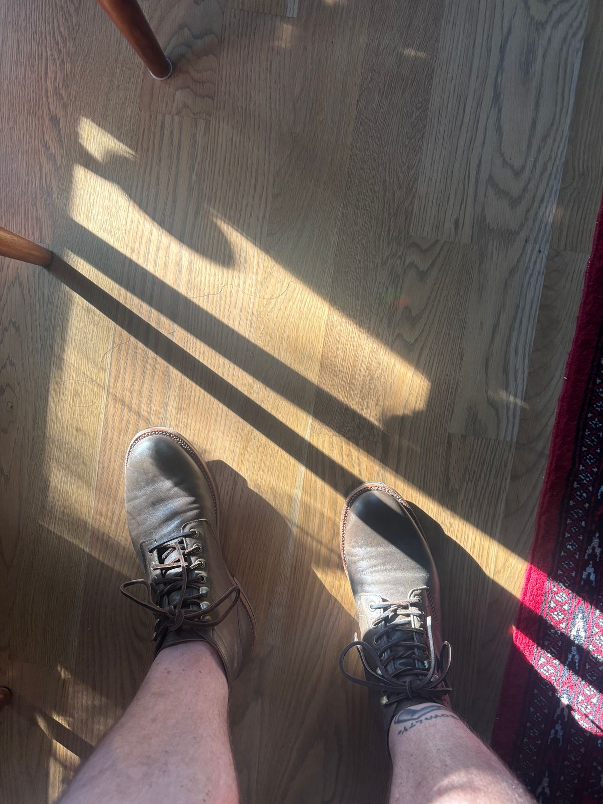 Photo by Sober_And_Faded on August 9, 2025 of the Grant Stone Diesel Boot in Incas Jungle Kangaroo.