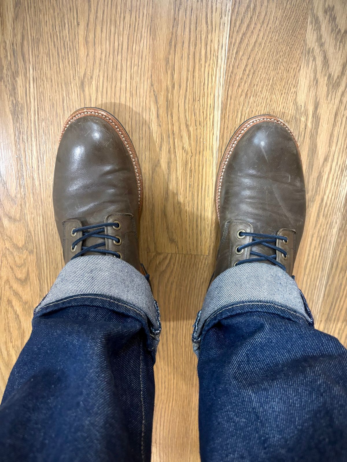 Photo by Sober_And_Faded on October 22, 2025 of the Grant Stone Diesel Boot in Incas Jungle Kangaroo.