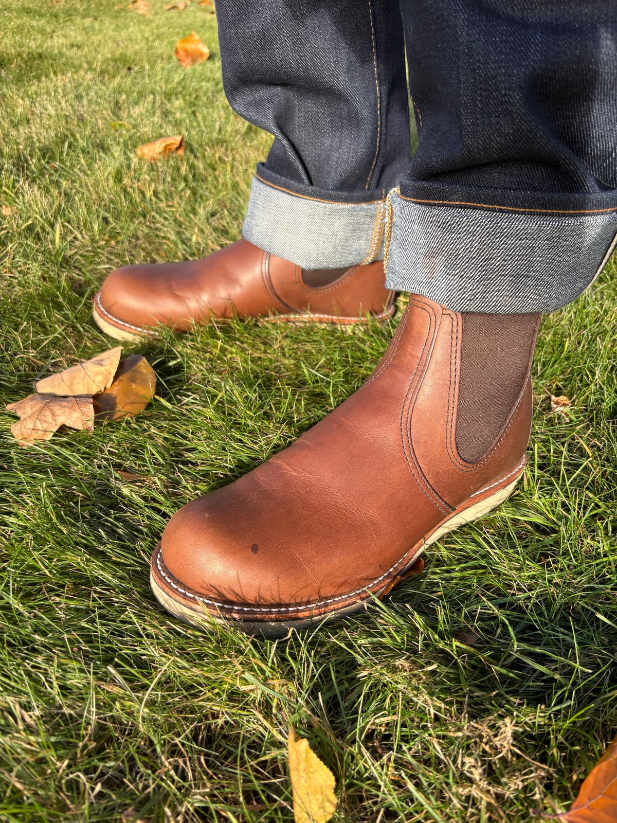 Photo by Sober_And_Faded on November 23, 2025 of the Red Wing Classic Chelsea in S.B. Foot Amber Harness.