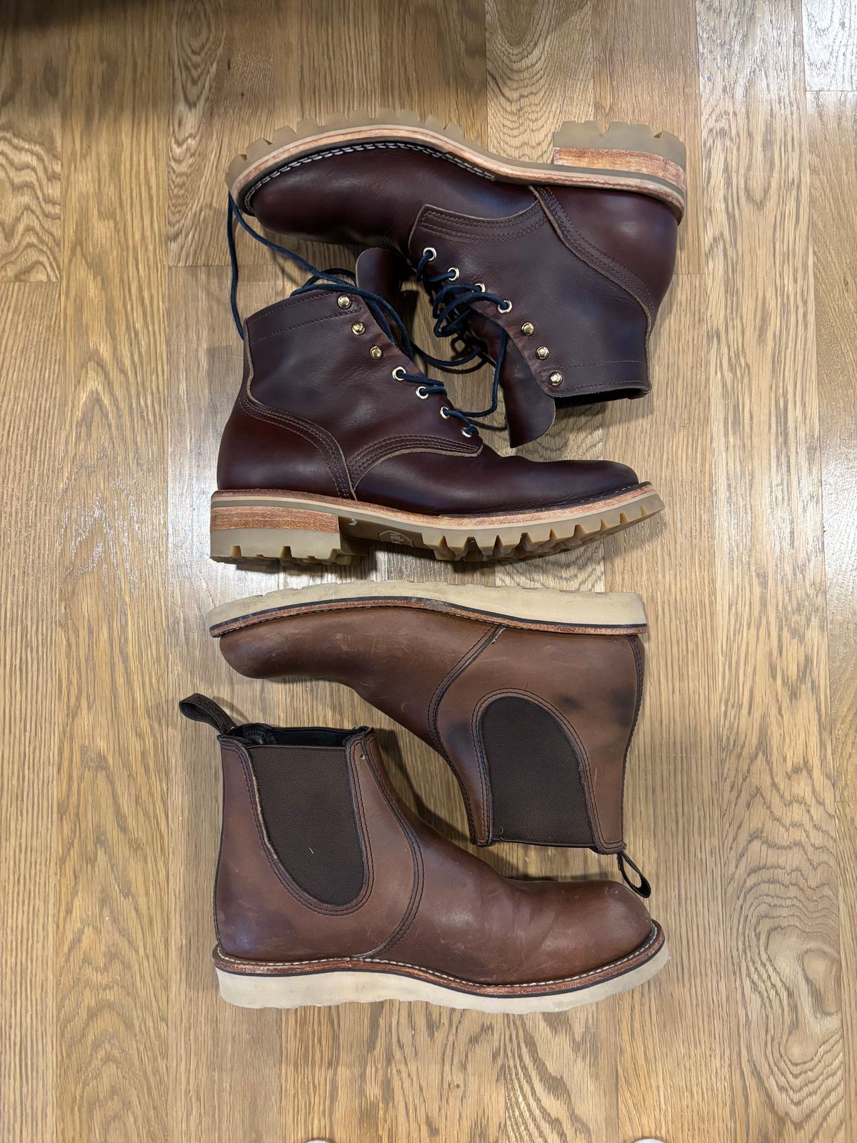 Photo by Sober_And_Faded on December 6, 2025 of the Red Wing Classic Chelsea in S.B. Foot Amber Harness.