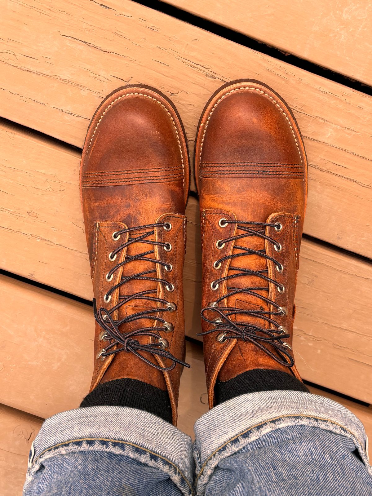 Photo by Sober_And_Faded on May 3, 2026 of the Red Wing Iron Ranger in S.B. Foot Copper Rough and Tough.