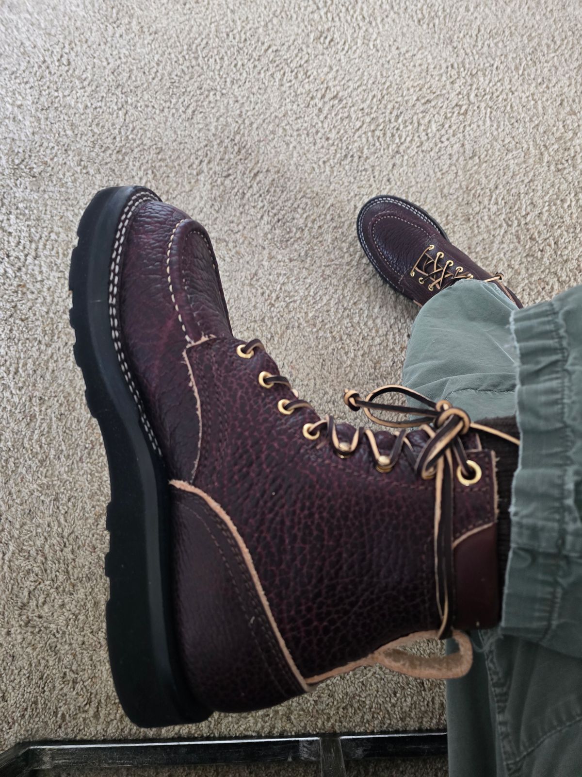 Photo by gtealcr on March 14, 2026 of the Nicks Wood Butcher in Horween Yellowstone #8.