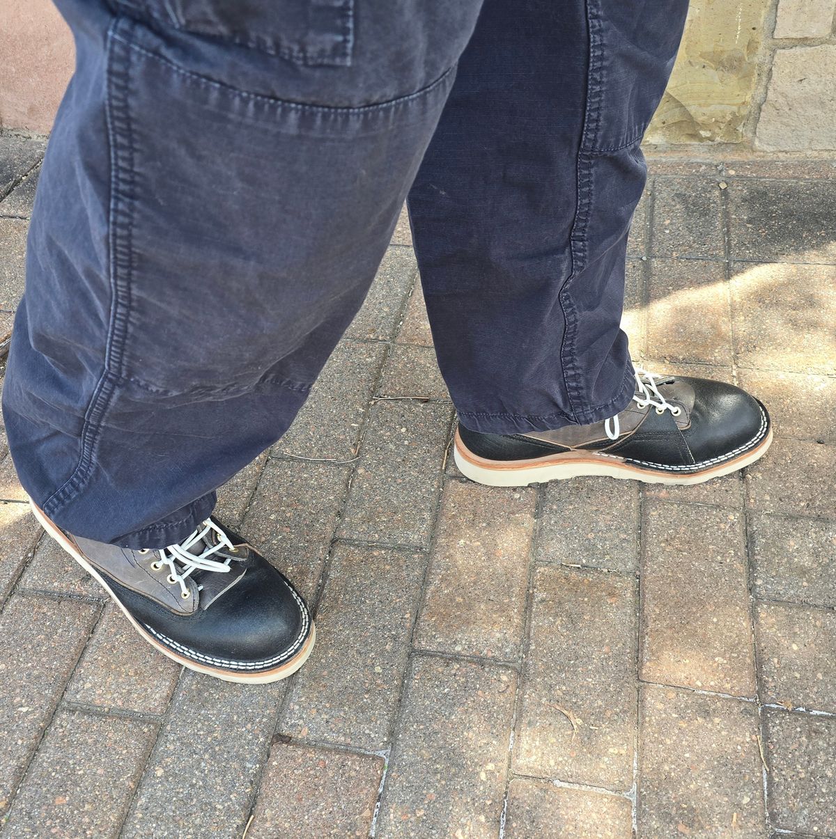 Photo by gtealcr on June 5, 2026 of the Nicks X Stitchdown The Bromley in Horween Pacific Waxed Flesh & Horween Light Grey Cypress.