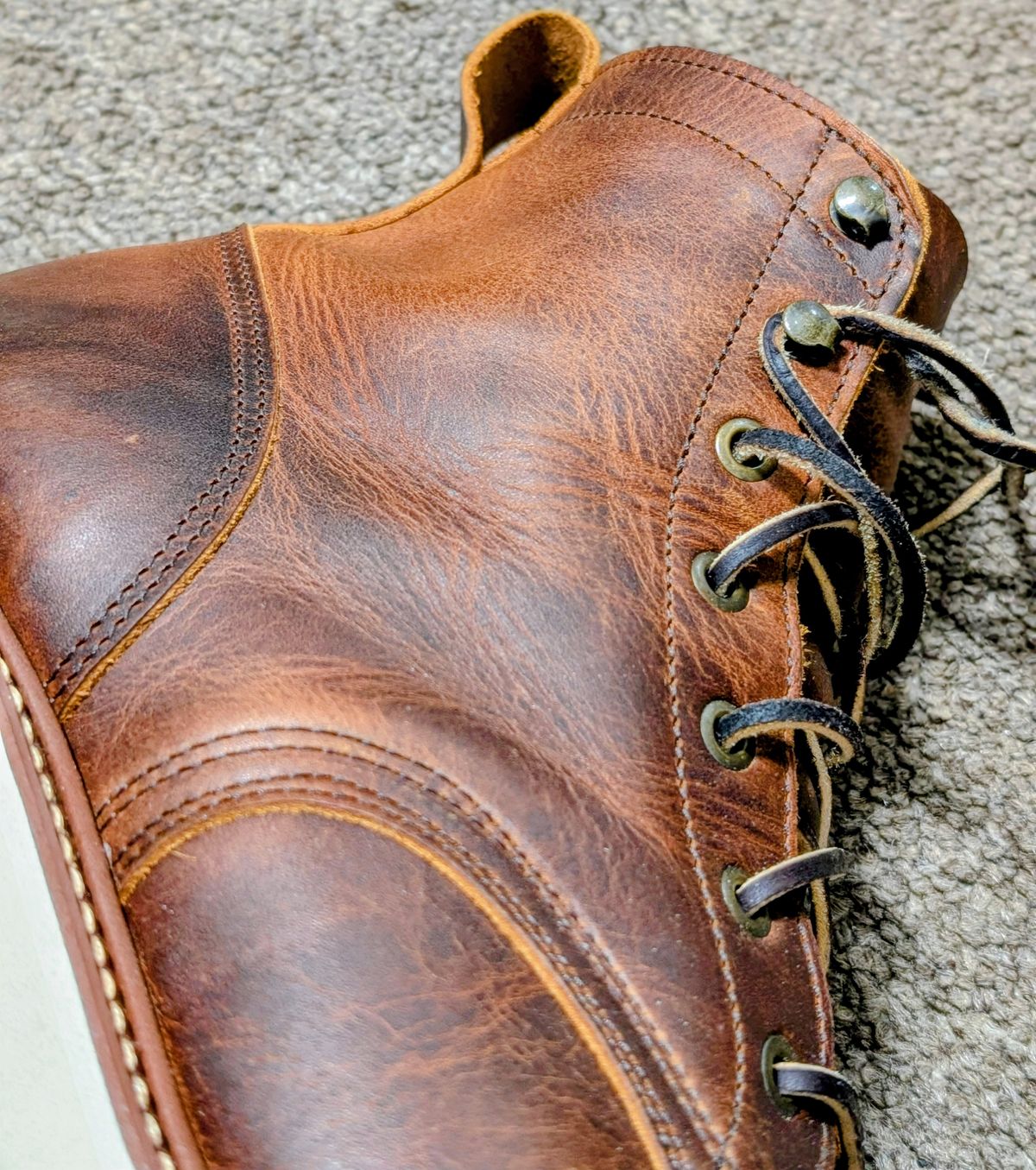 Photo by RustLust on November 23, 2025 of the Truman Moc Toe in Seidel Tobacco Snakebite.