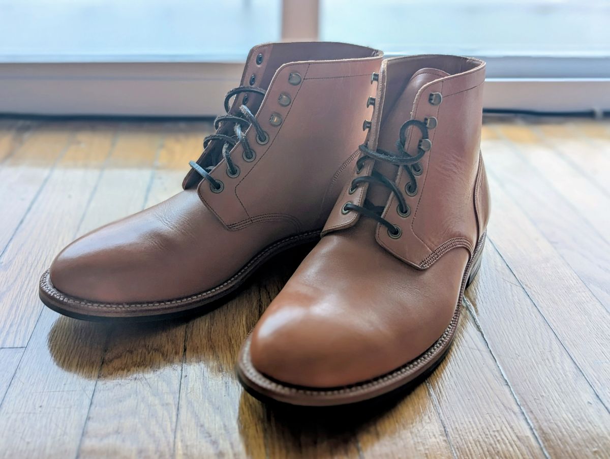 Photo by RustLust on December 19, 2025 of the Grant Stone Diesel Boot in Horween Tan Essex.