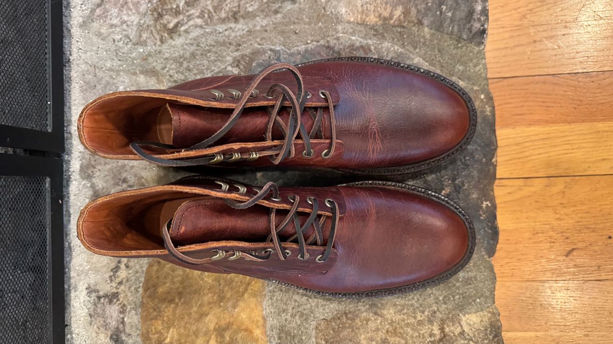 Photo by bigsmallies on November 1, 2024 of the Grant Stone Diesel Boot in Seidel Walnut Bison.