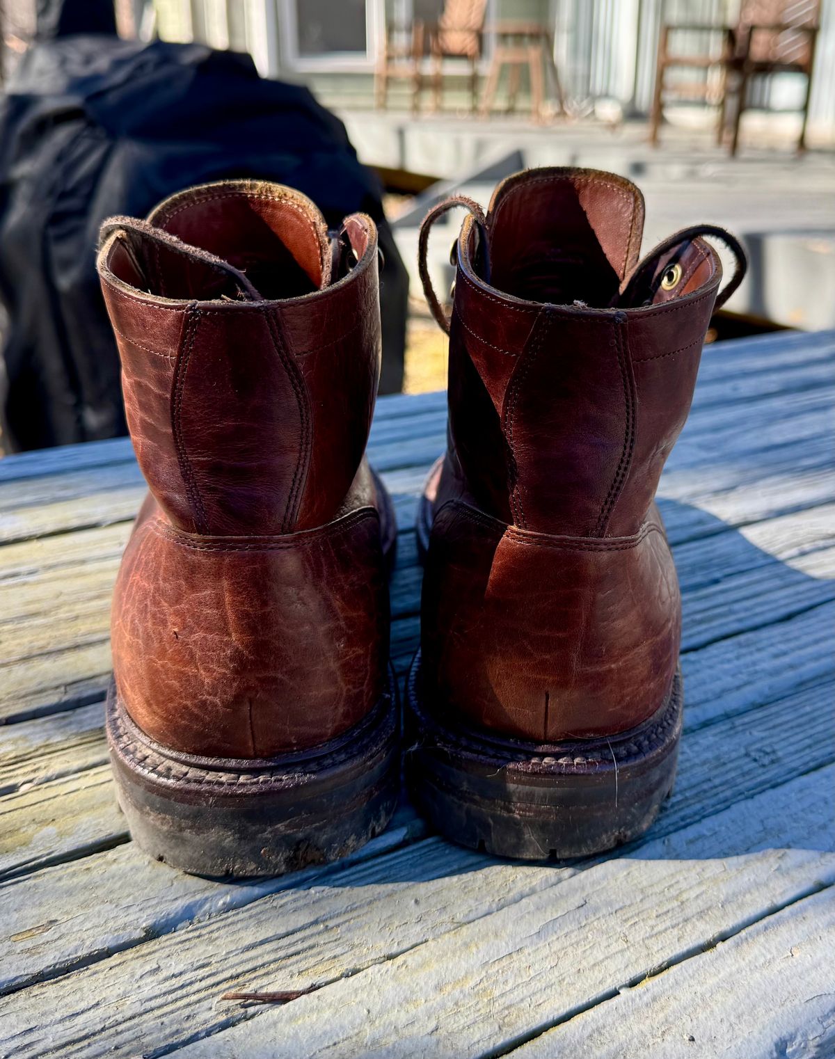 Photo by bigsmallies on March 2, 2025 of the Grant Stone Diesel Boot in Seidel Walnut Bison.