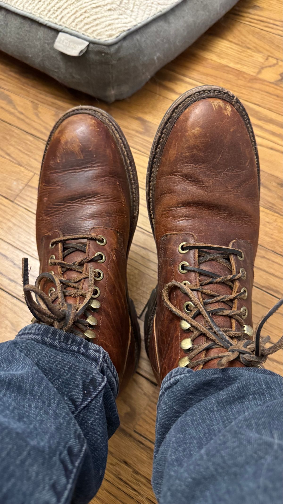 Photo by bigsmallies on March 24, 2025 of the Grant Stone Diesel Boot in Seidel Walnut Bison.