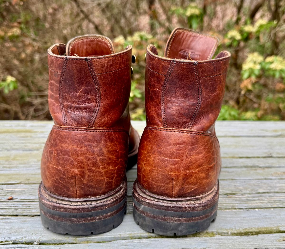 Photo by bigsmallies on March 30, 2025 of the Grant Stone Diesel Boot in Seidel Walnut Bison.