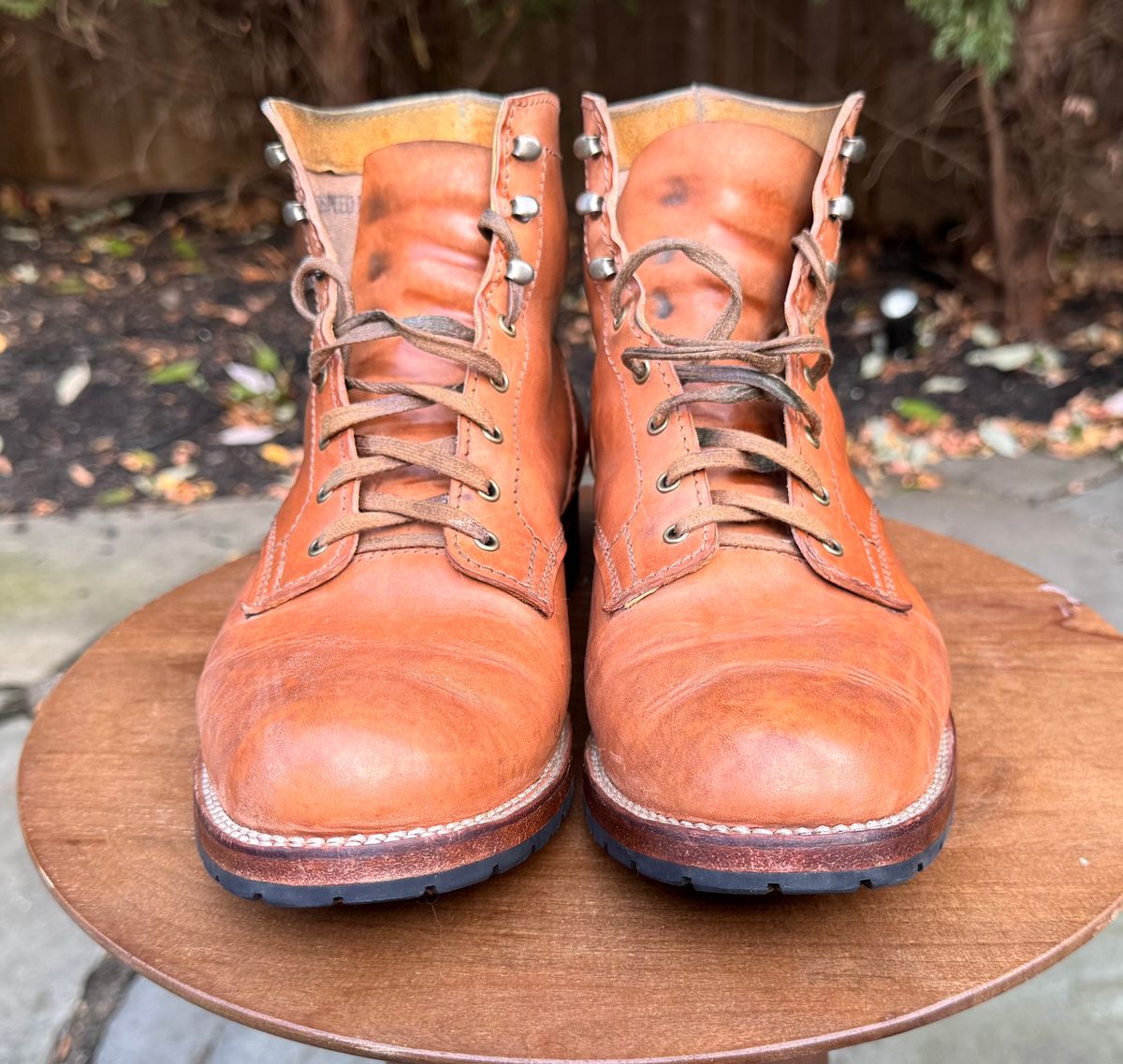 Photo by bigsmallies on December 1, 2025 of the Oldspeed MFG Custom Model in Horween Russet Horsehide Strips.
