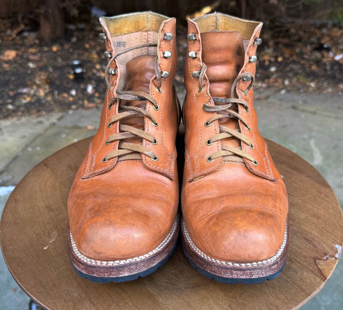 Photo by bigsmallies on January 4, 2026 of the Oldspeed MFG Custom Model in Horween Russet Horsehide Strips.