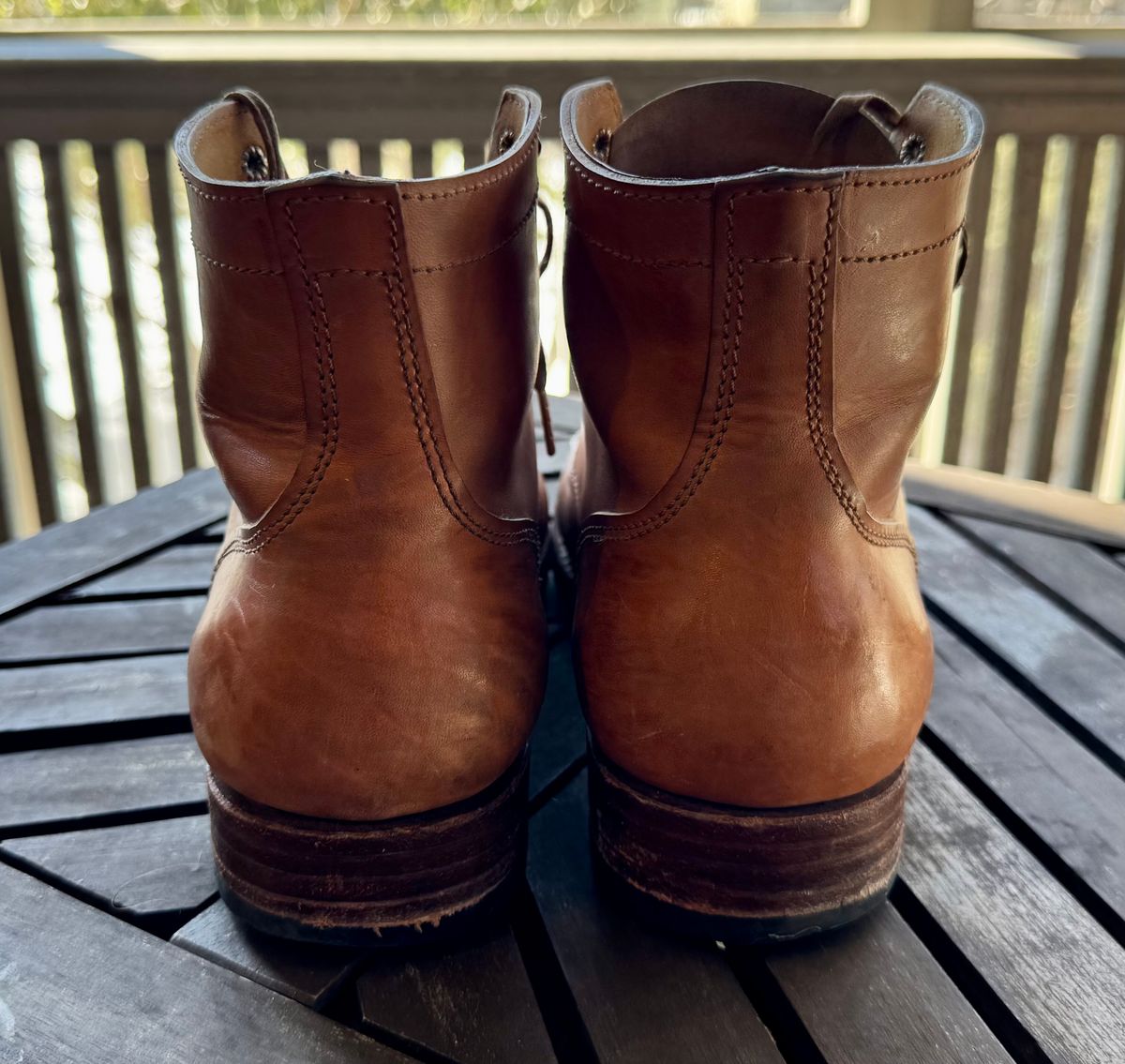 Photo by bigsmallies on February 5, 2026 of the Oldspeed MFG Custom Model in Horween Russet Horsehide Strips.