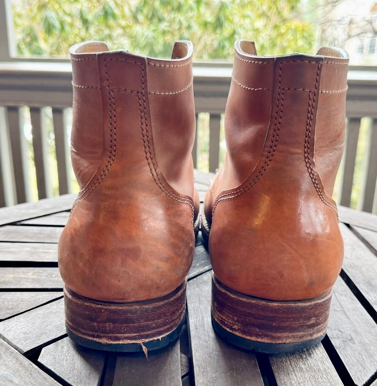 Photo by bigsmallies on March 4, 2026 of the Oldspeed MFG Custom Model in Horween Russet Horsehide Strips.