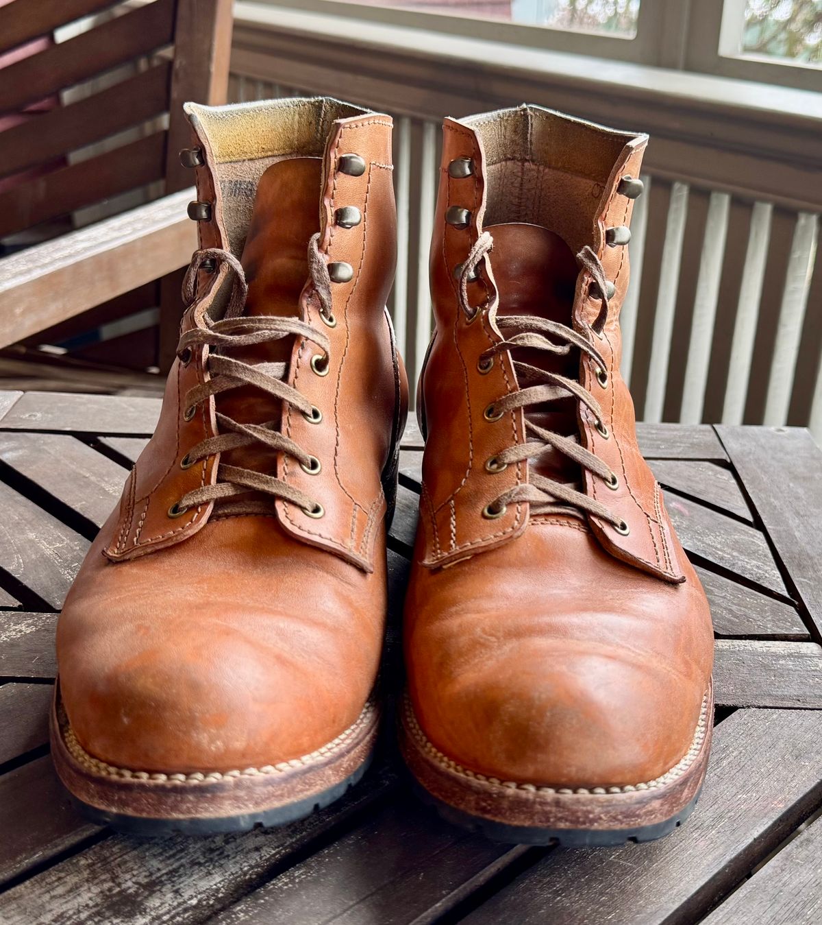 Photo by bigsmallies on March 4, 2026 of the Oldspeed MFG Custom Model in Horween Russet Horsehide Strips.