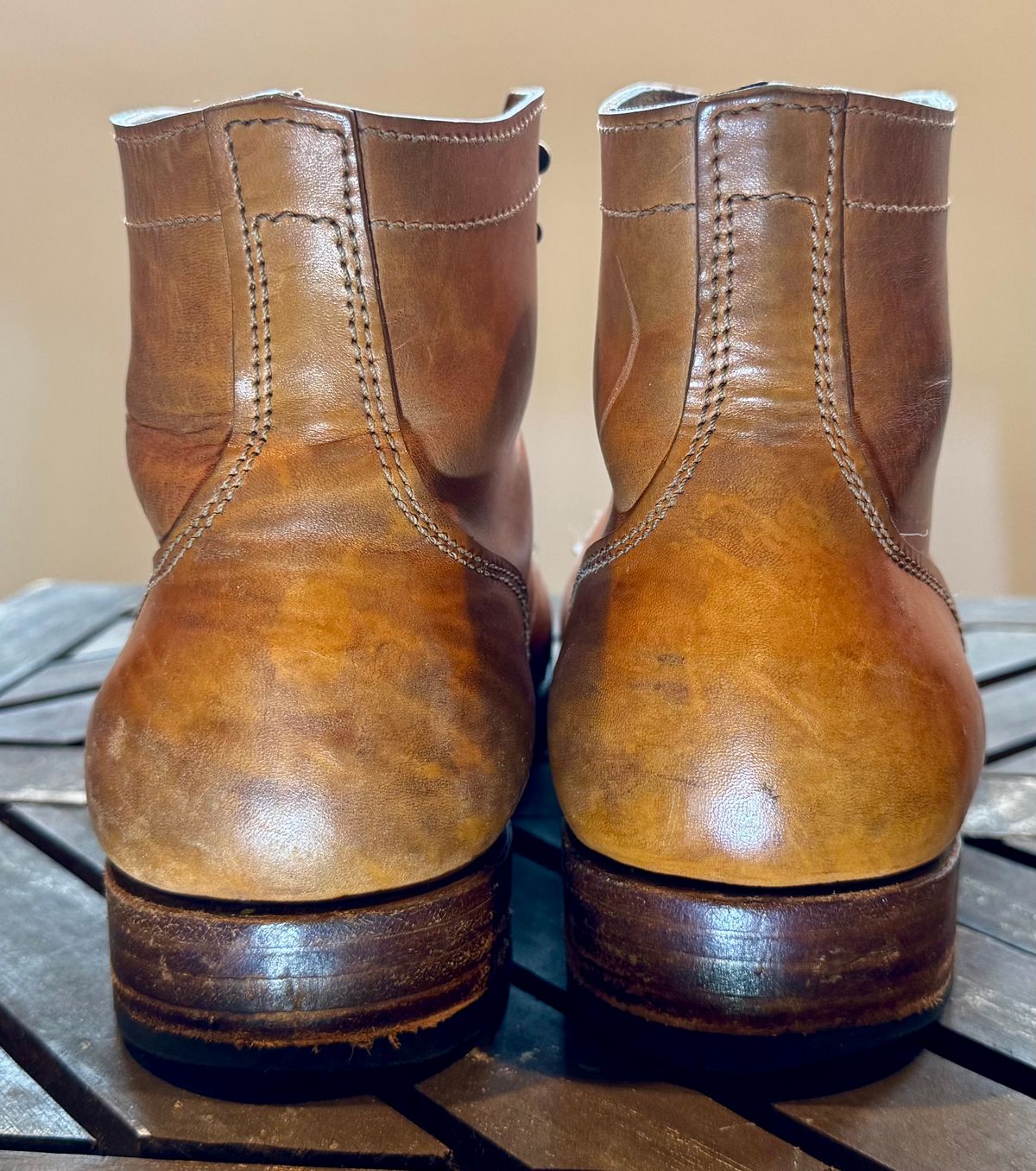 Photo by bigsmallies on April 5, 2026 of the Oldspeed MFG Custom Model in Horween Russet Horsehide Strips.