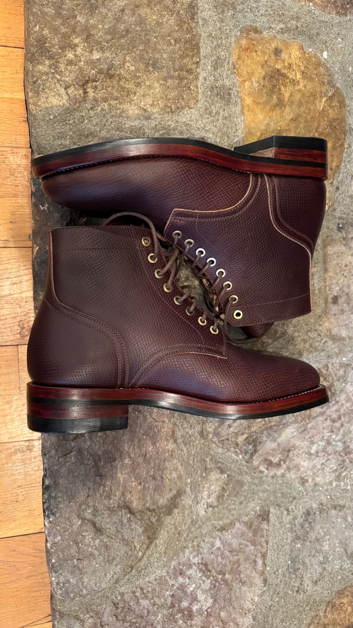 Photo by bigsmallies on November 1, 2024 of the Briselblack The Catcher in Horween Saddle Brown Hatch Grain.