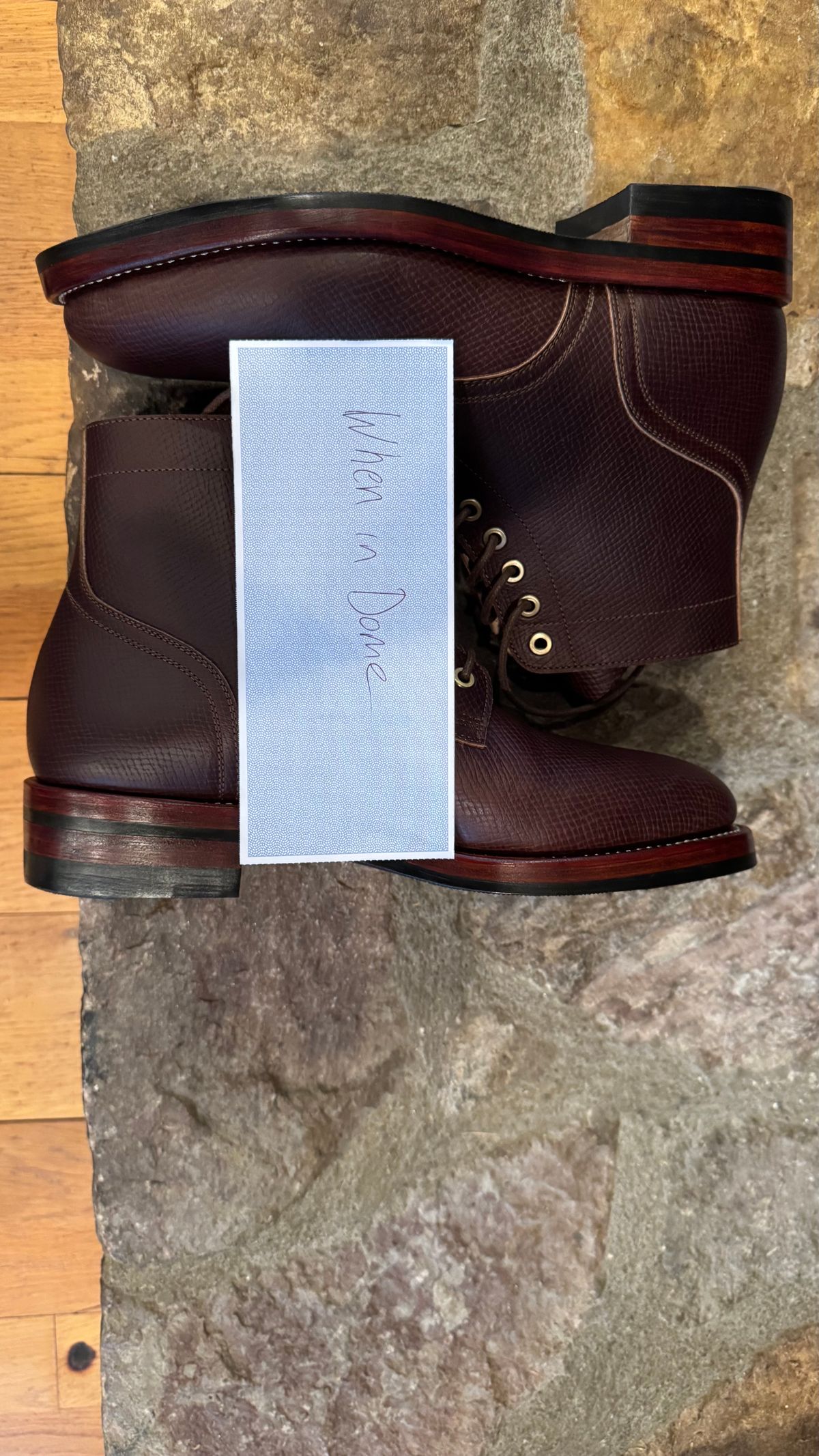 Photo by bigsmallies on November 1, 2024 of the Briselblack The Catcher in Horween Saddle Brown Hatch Grain.