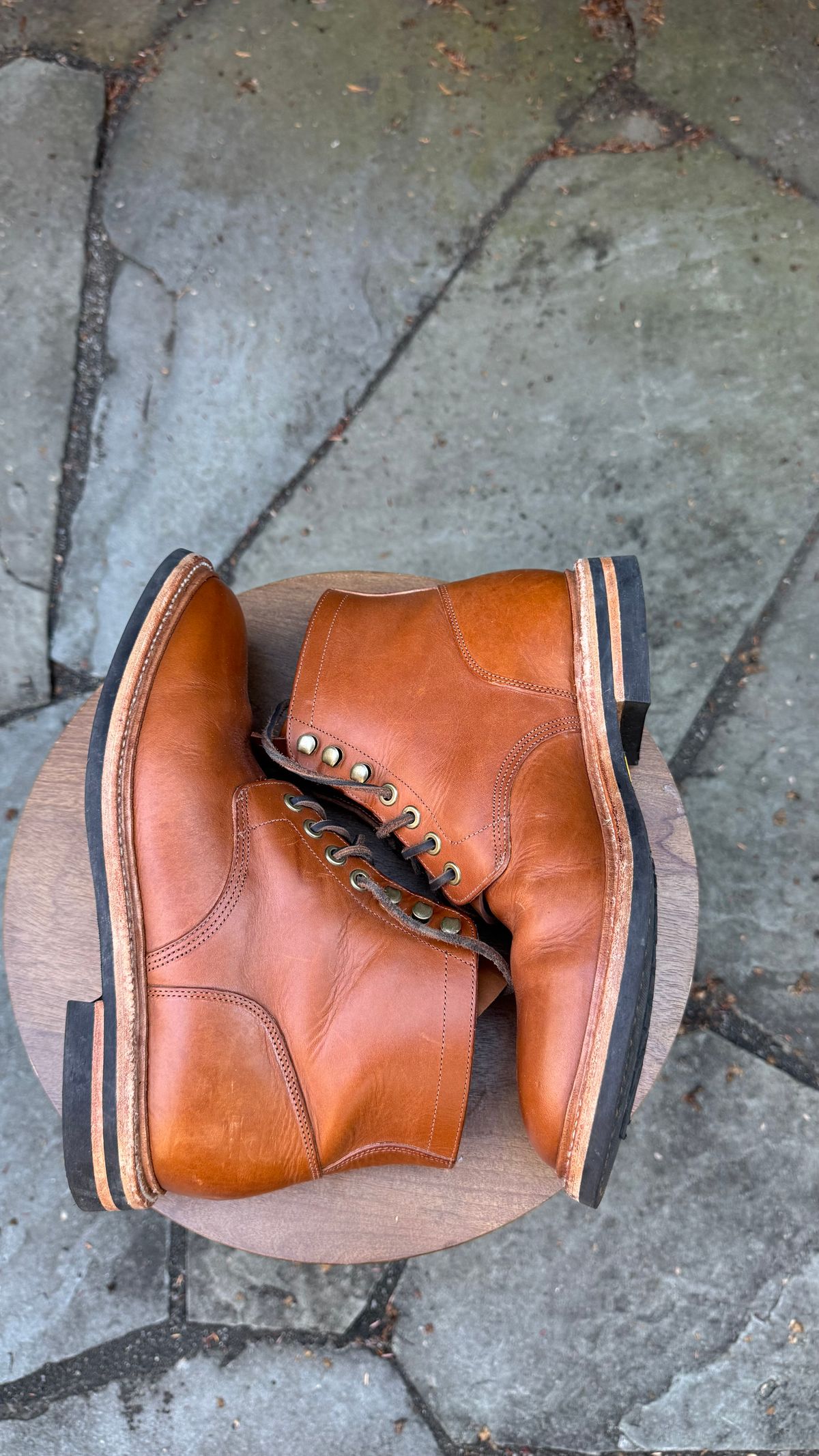 Photo by bigsmallies on October 1, 2025 of the Grant Stone Diesel Boot in Badalassi Carlo Saddle Tan Minerva.