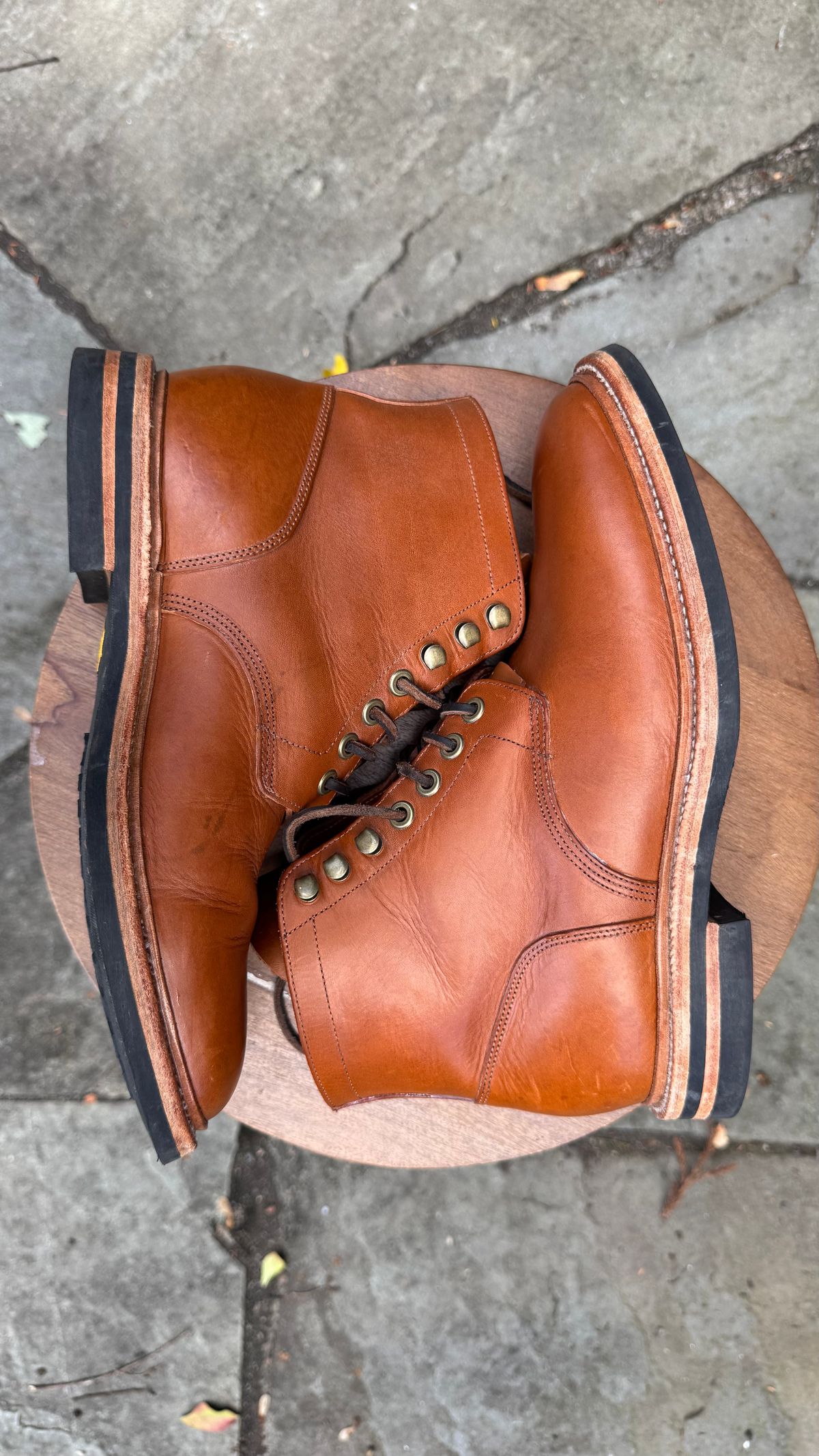 Photo by bigsmallies on November 1, 2025 of the Grant Stone Diesel Boot in Badalassi Carlo Saddle Tan Minerva.