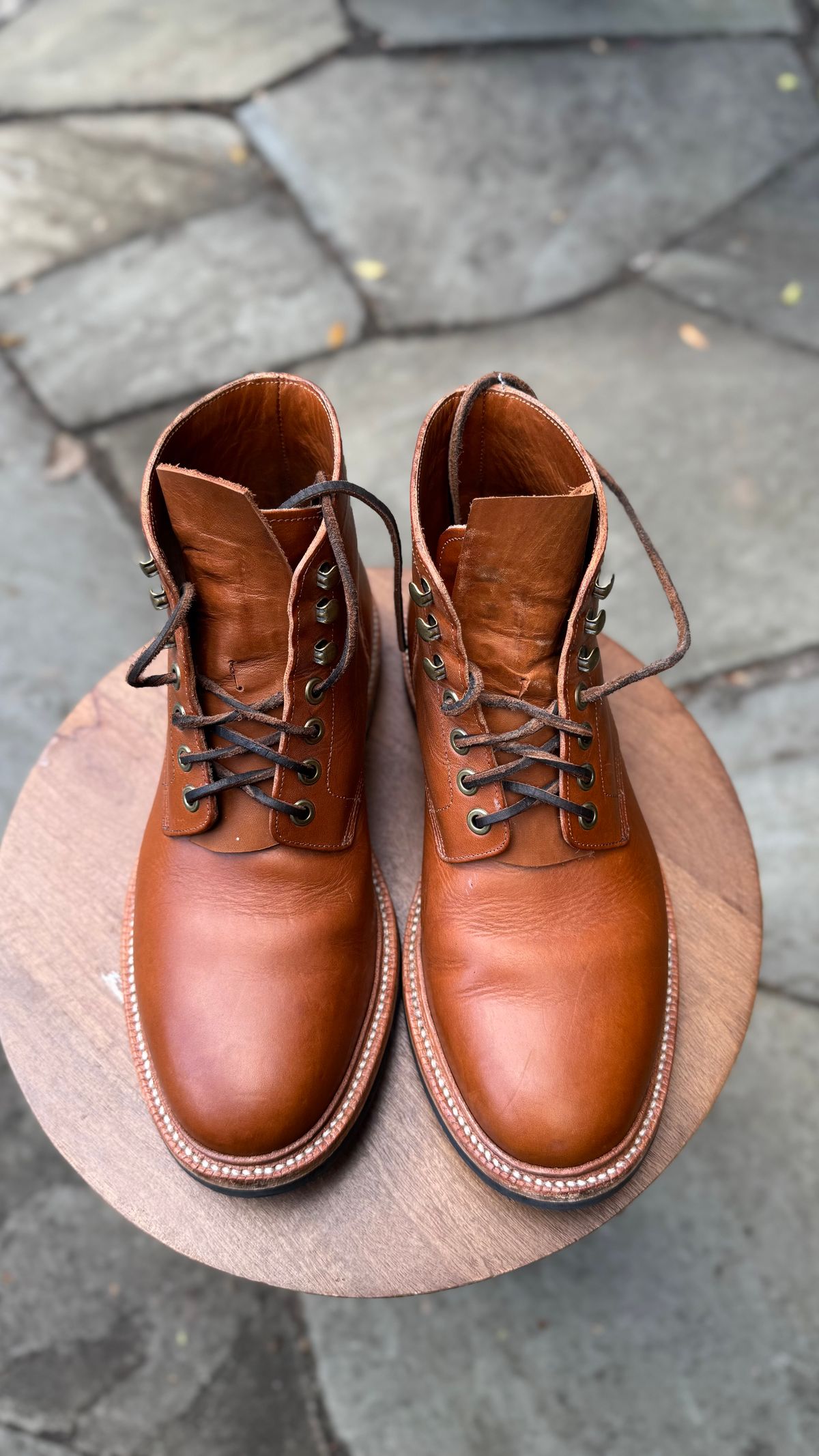 Photo by bigsmallies on November 1, 2025 of the Grant Stone Diesel Boot in Badalassi Carlo Saddle Tan Minerva.
