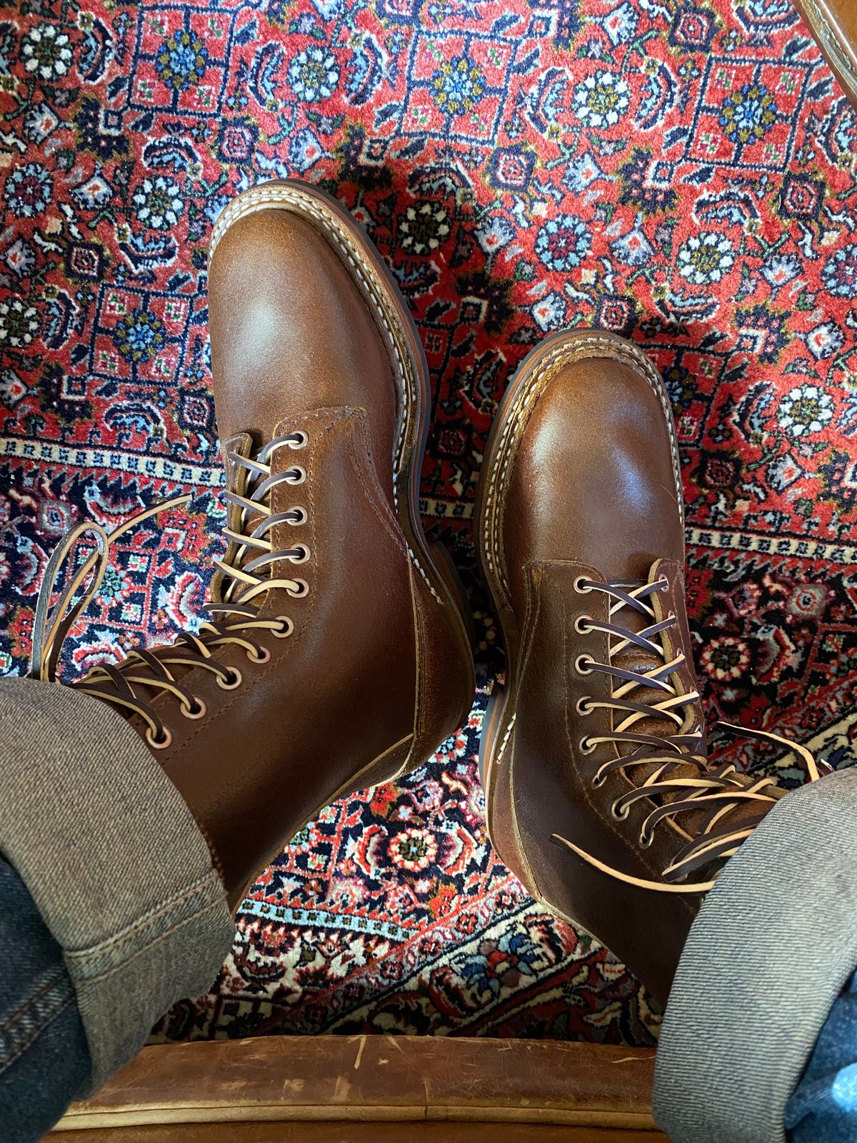 Photo by Fardad on October 23, 2025 of the White's 375 in Horween Cinnamon Waxed Flesh.