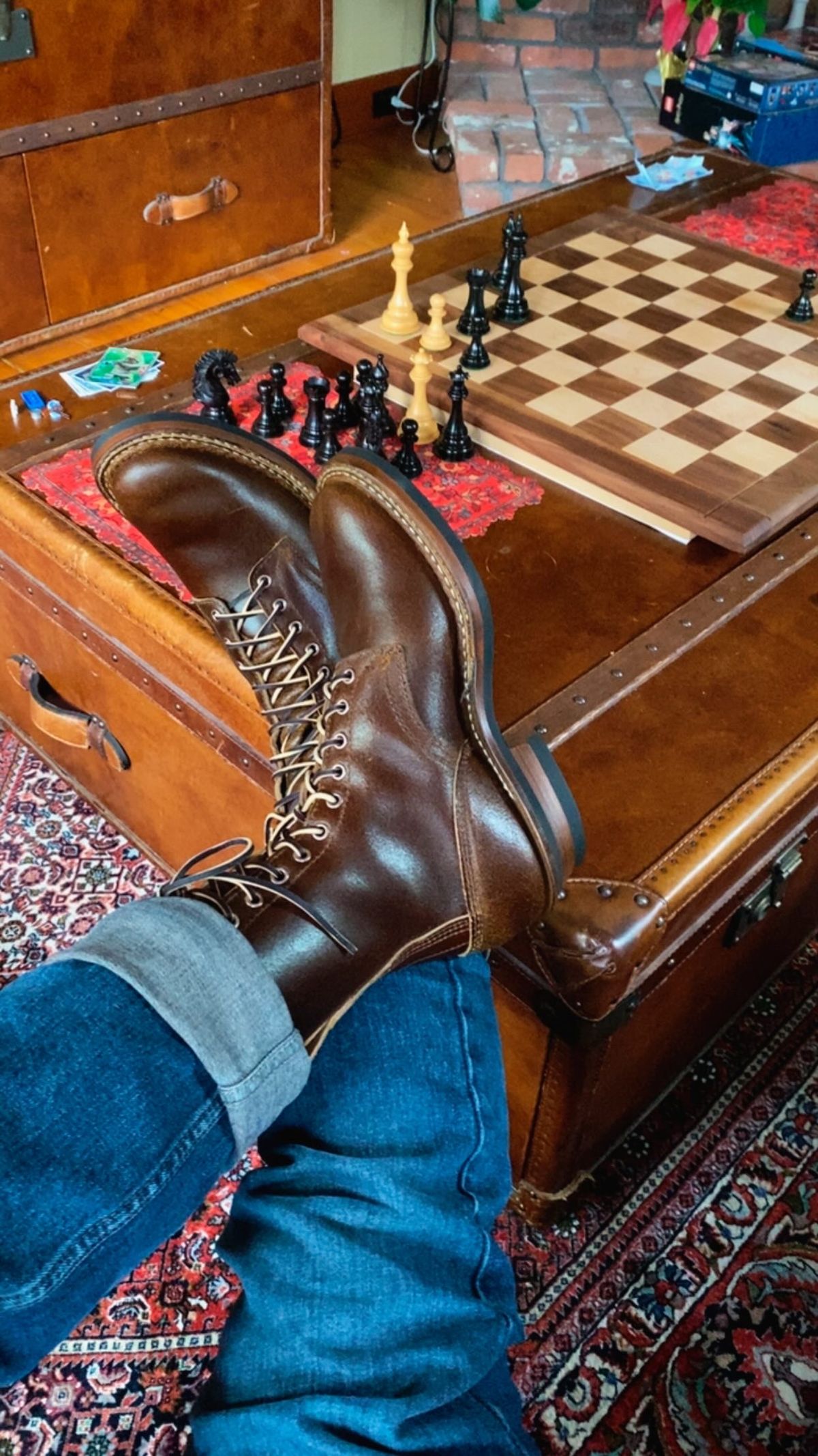 Photo by Fardad on October 23, 2025 of the White's 375 in Horween Cinnamon Waxed Flesh.
