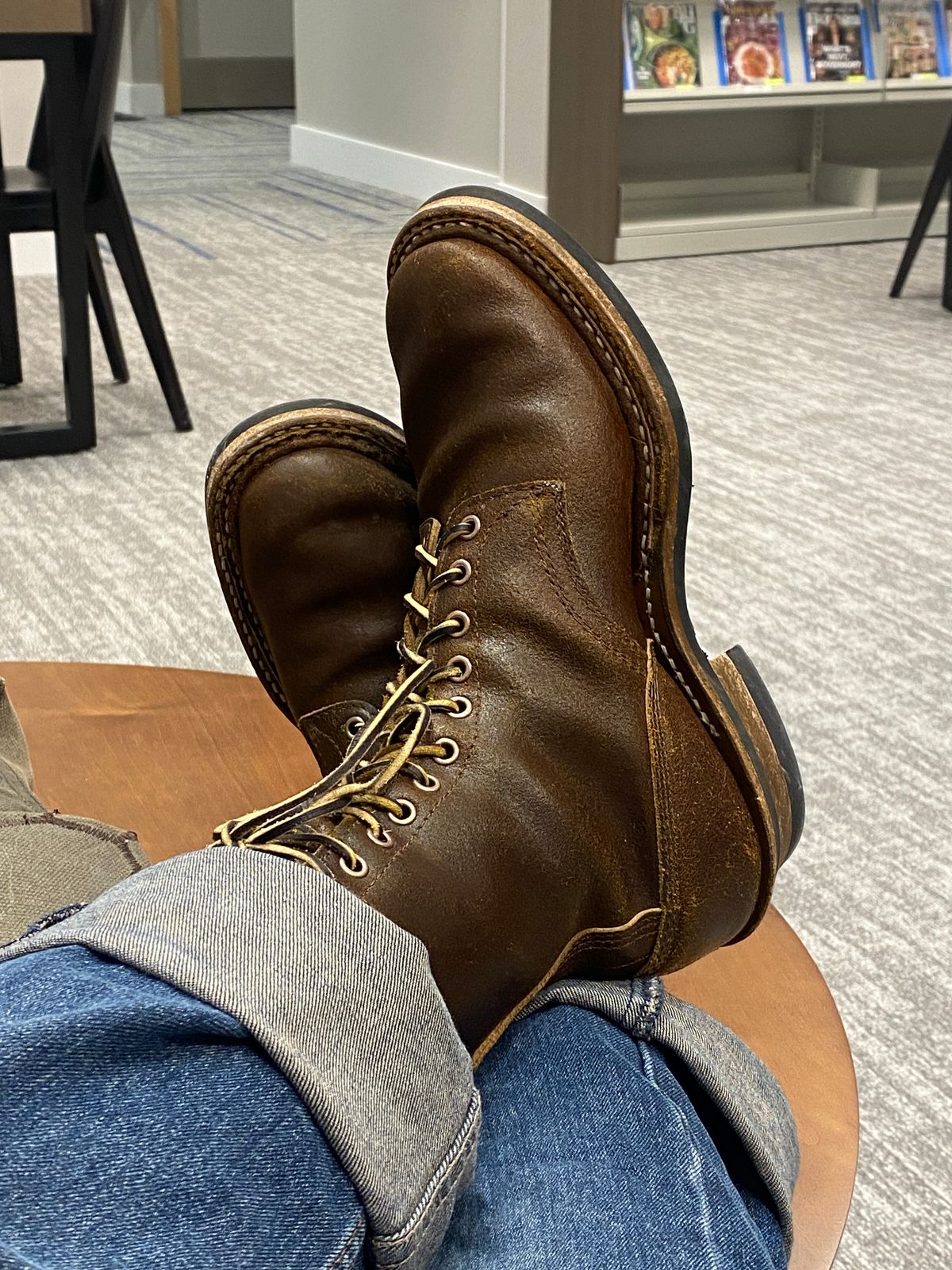 Photo by Fardad on February 5, 2026 of the White's 375 in Horween Cinnamon Waxed Flesh.