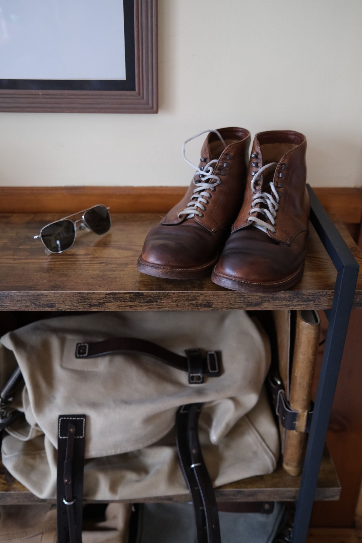Photo by Fardad on March 5, 2025 of the Alden Plain Toe Boot in Horween Natural Chromexcel.