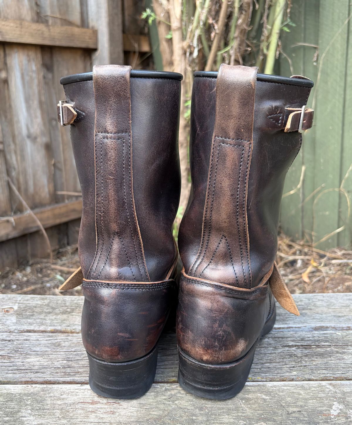 Photo by feathers1ut on April 26, 2026 of the Addict Boots AB-01 Engineer Boots in Black Dye-Finished Horsehide & Maryam Black Horsebutt.