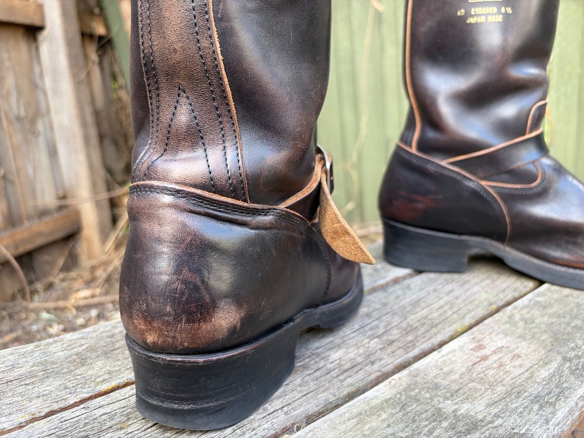 Photo by feathers1ut on April 26, 2026 of the Addict Boots AB-01 Engineer Boots in Black Dye-Finished Horsehide & Maryam Black Horsebutt.