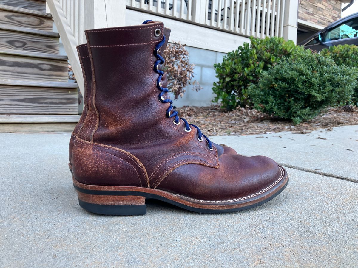 Photo by A_Dillard on October 22, 2024 of the Nicks MTO in Horween Tan Waxed Flesh.