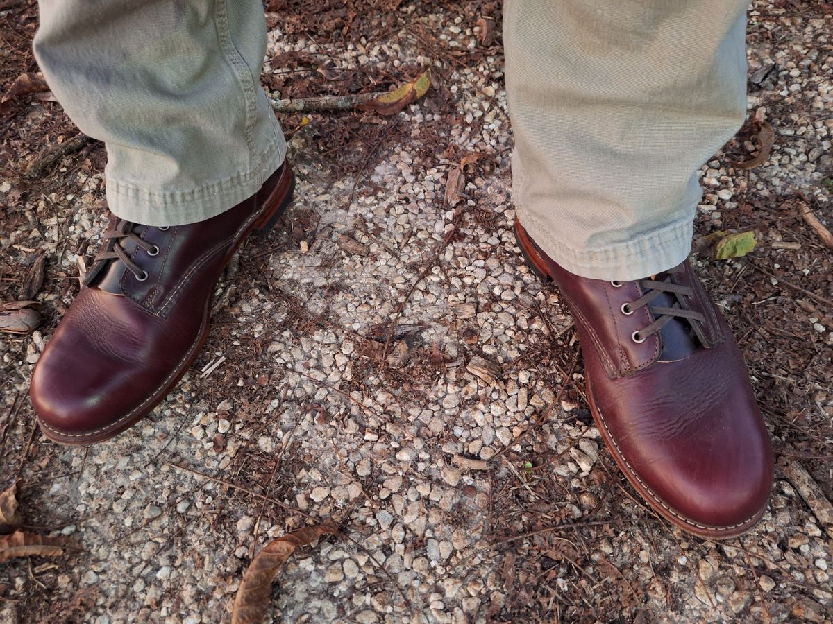 Photo by Arto on November 17, 2024 of the Wolverine 1000 Mile Plain-Toe Boot in Horween Burgundy Chromexcel.