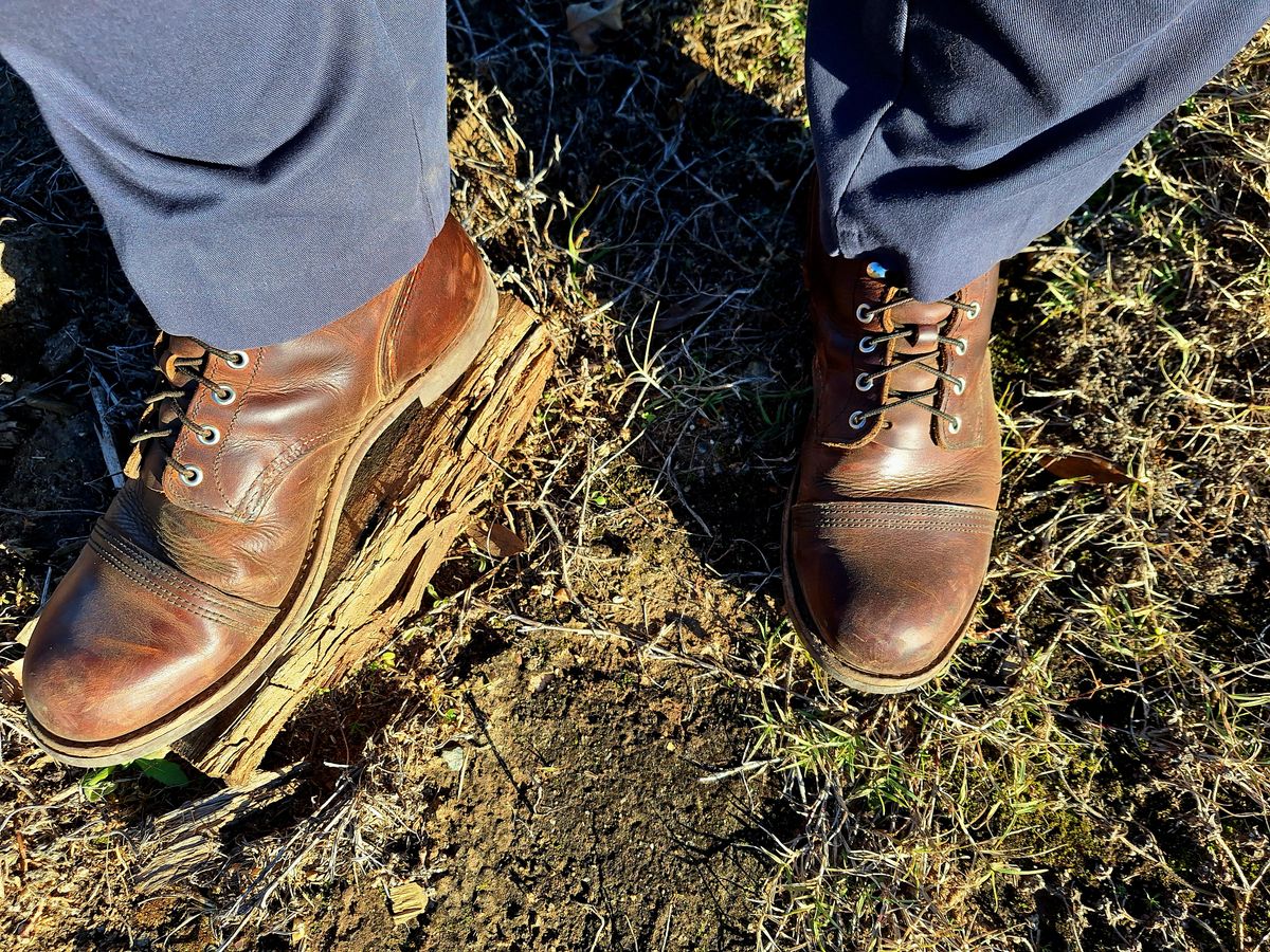 Photo by Arto on January 16, 2025 of the Red Wing Iron Ranger in S.B. Foot Copper Rough and Tough.