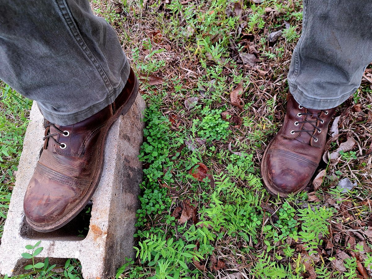 Photo by Arto on February 10, 2025 of the Red Wing Iron Ranger in S.B. Foot Copper Rough and Tough.