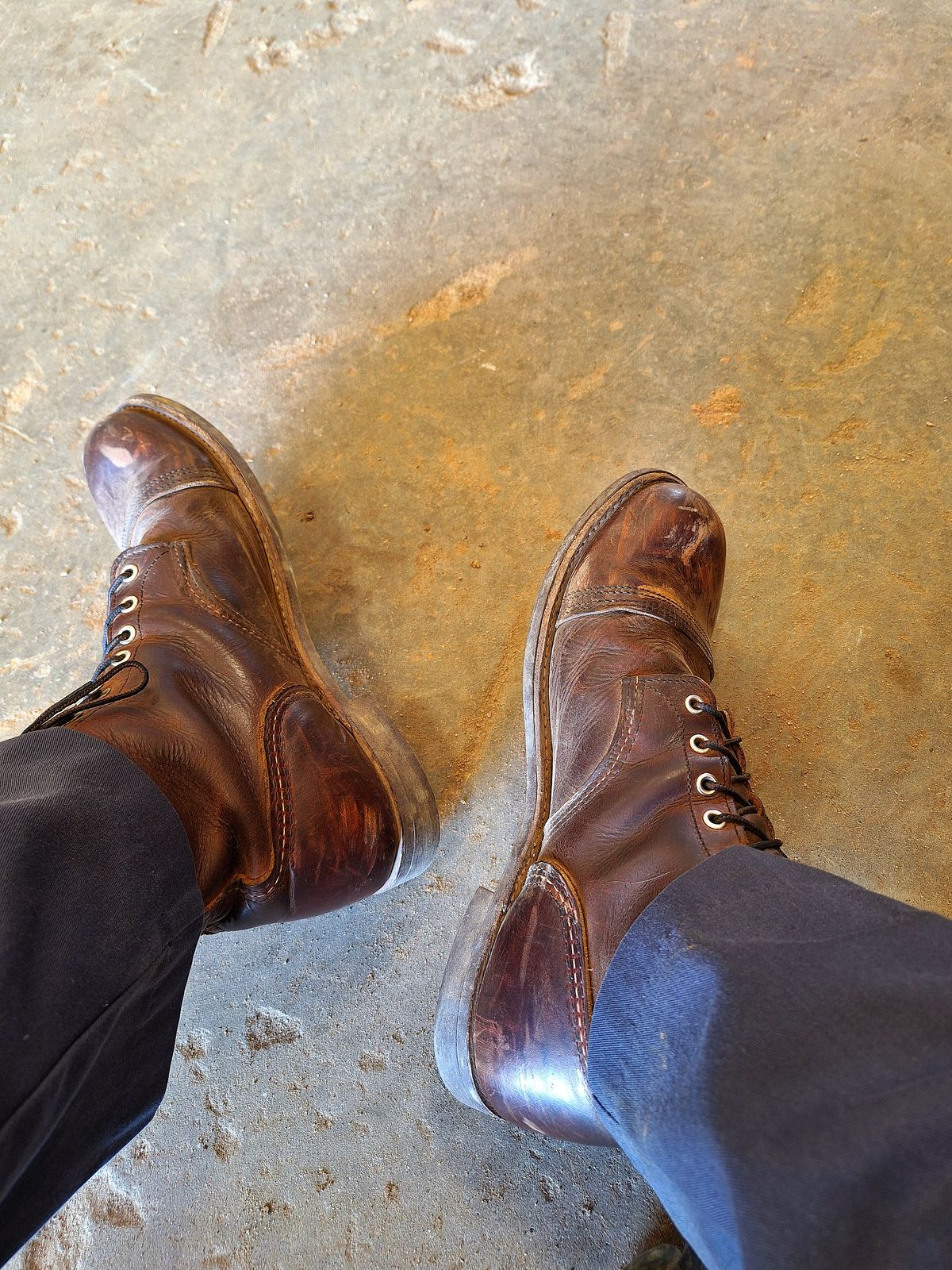 Photo by Arto on April 9, 2025 of the Red Wing Iron Ranger in S.B. Foot Copper Rough and Tough.