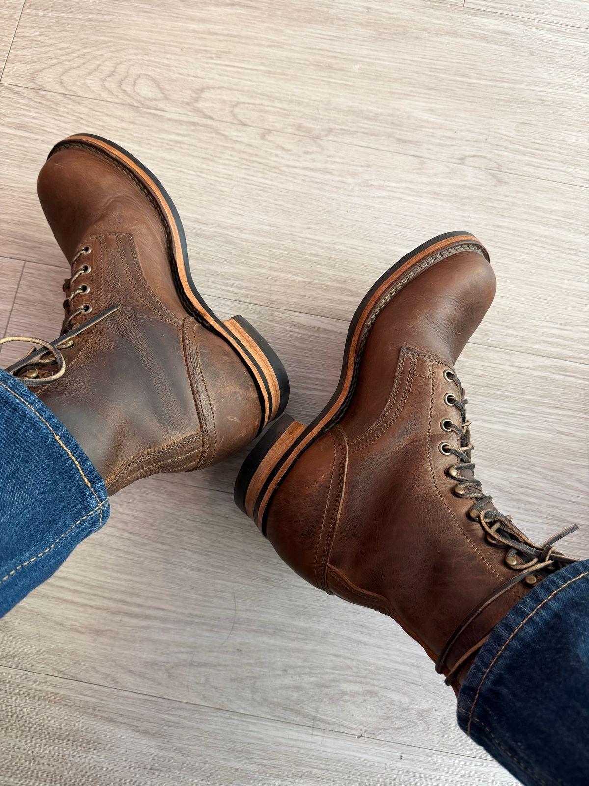 Photo by Dingo_Ugly on April 13, 2026 of the Drew's Boots Contractor 8 Inch in Rowdy Smooth.