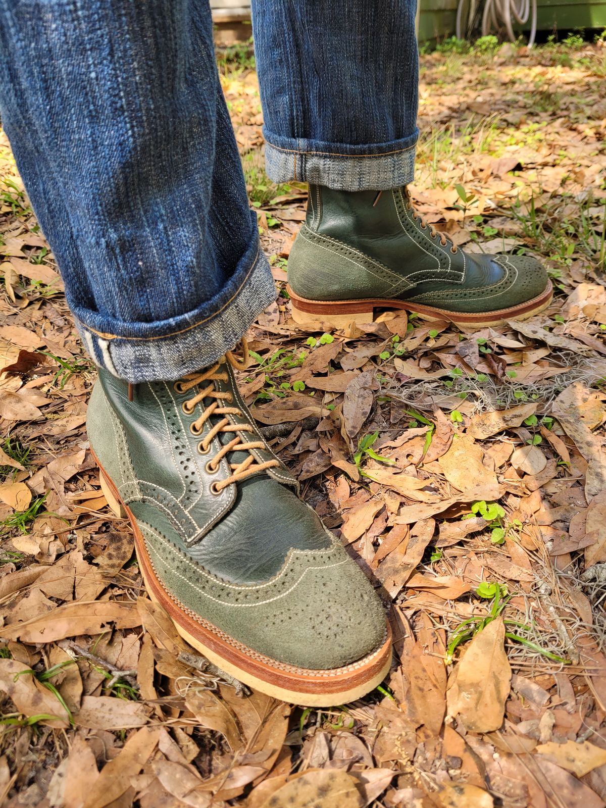 Photo by markieballa on March 14, 2025 of the Fortis Boots Wingtip Boots in Badalassi Carlo Waxy Ortensia & Badalassi Carlo Waxy Ortensia Roughout.