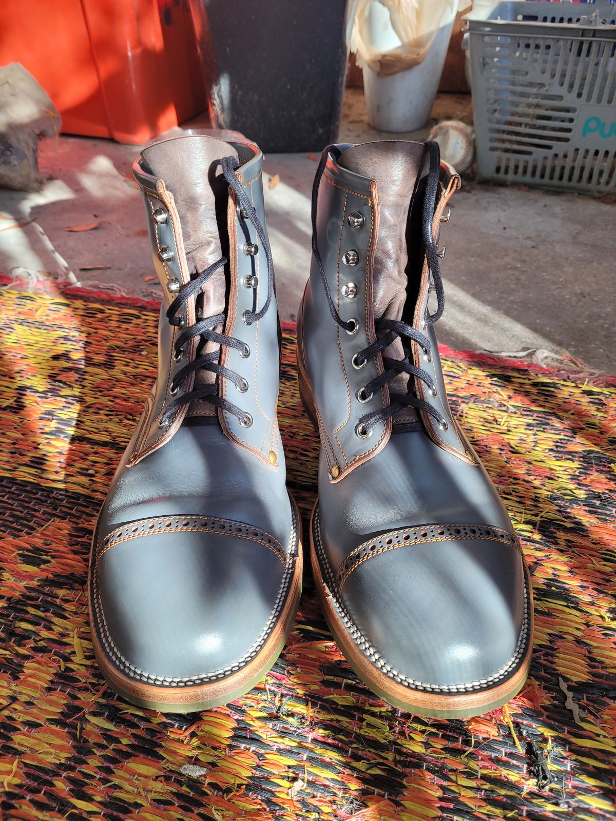Photo by markieballa on January 5, 2025 of the Iron Boots The Chosen One in Maryam Grigio Shell Cordovan.