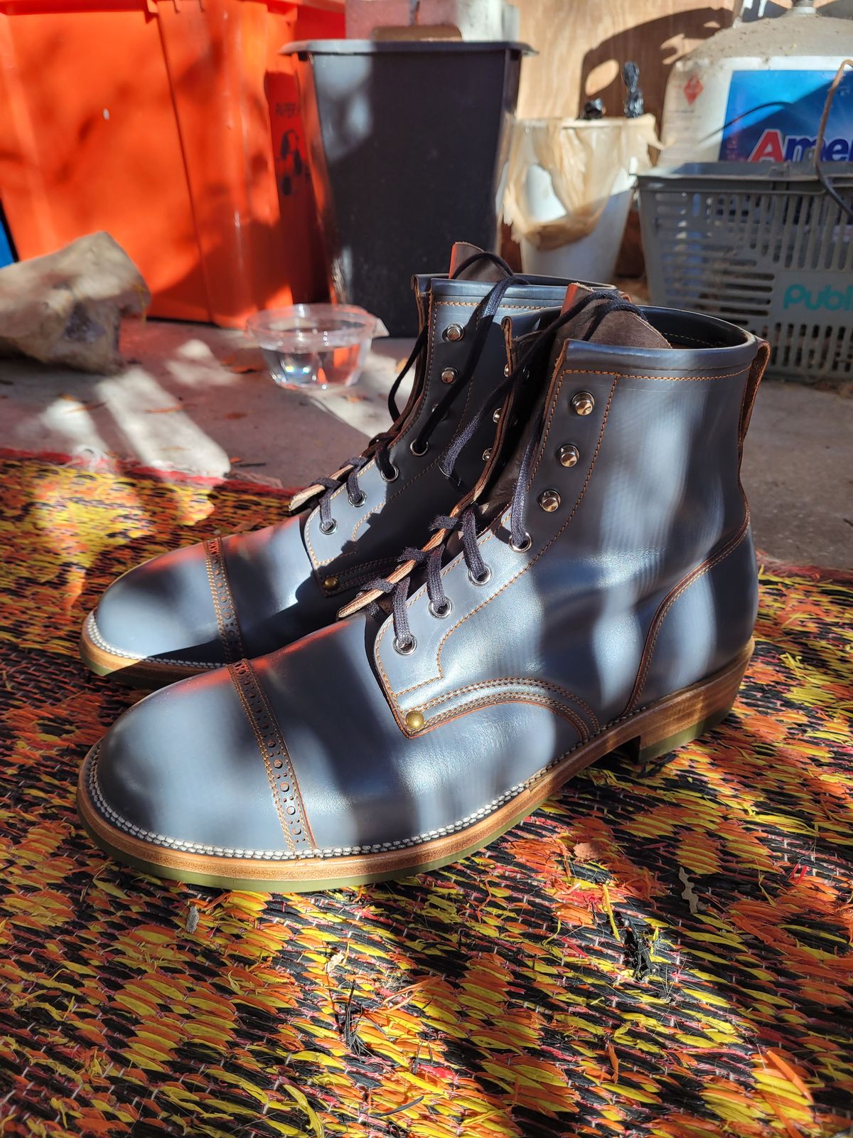 Photo by markieballa on January 5, 2025 of the Iron Boots The Chosen One in Maryam Grigio Shell Cordovan.