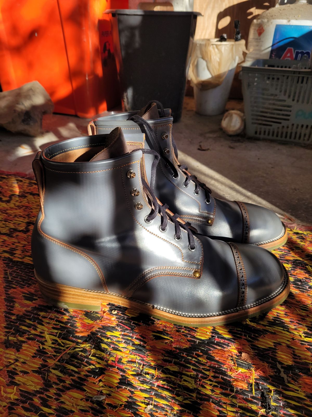 Photo by markieballa on January 5, 2025 of the Iron Boots The Chosen One in Maryam Grigio Shell Cordovan.