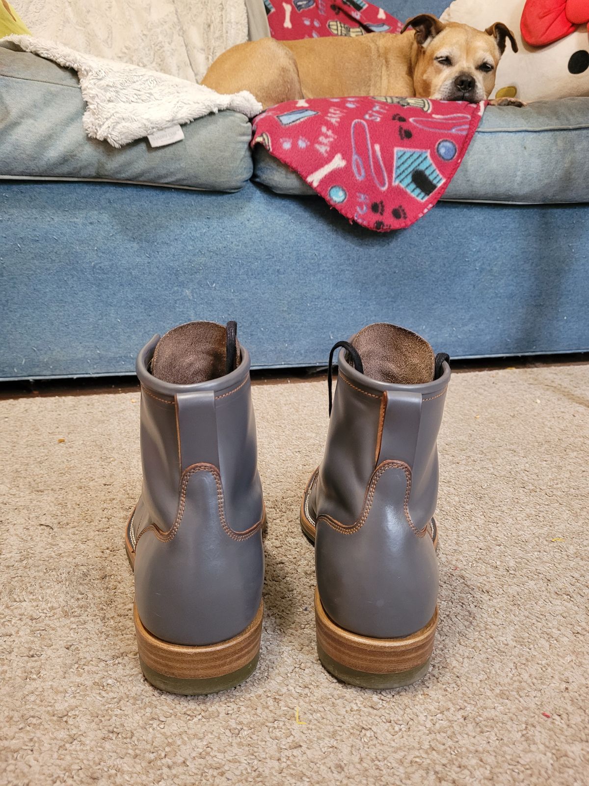 Photo by markieballa on March 4, 2025 of the Iron Boots The Chosen One in Maryam Grigio Shell Cordovan.