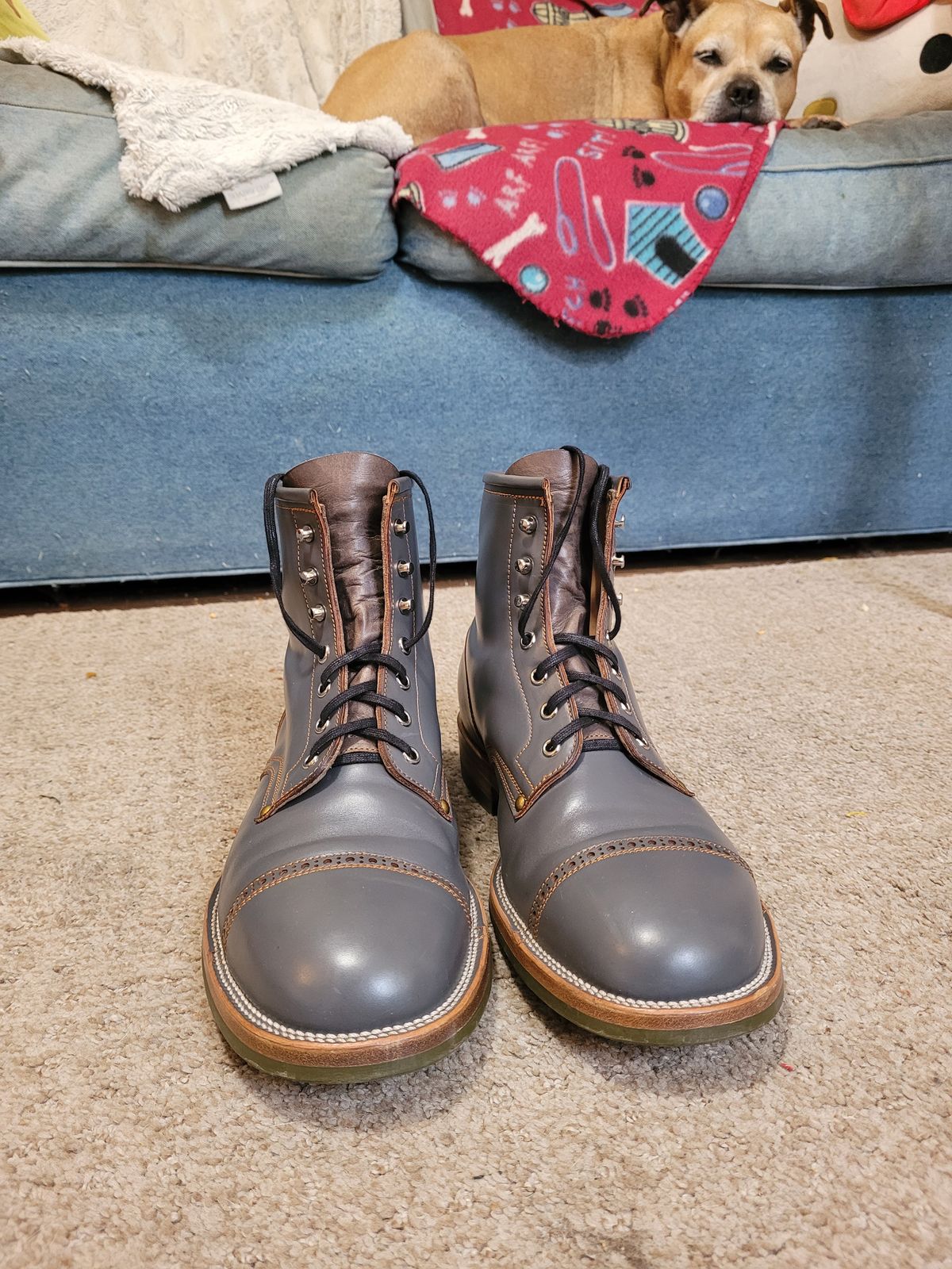 Photo by markieballa on March 4, 2025 of the Iron Boots The Chosen One in Maryam Grigio Shell Cordovan.