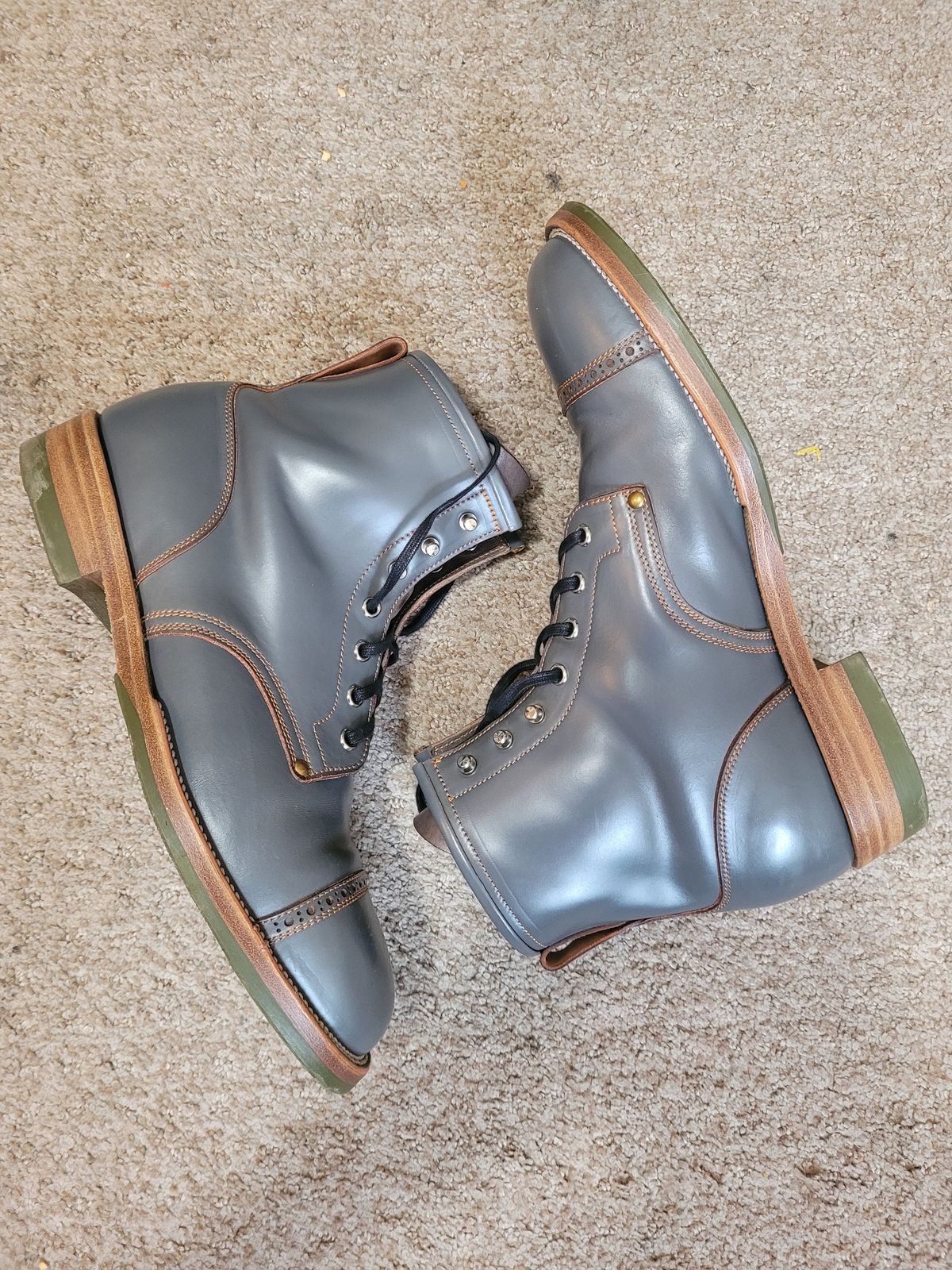 Photo by markieballa on March 4, 2025 of the Iron Boots The Chosen One in Maryam Grigio Shell Cordovan.